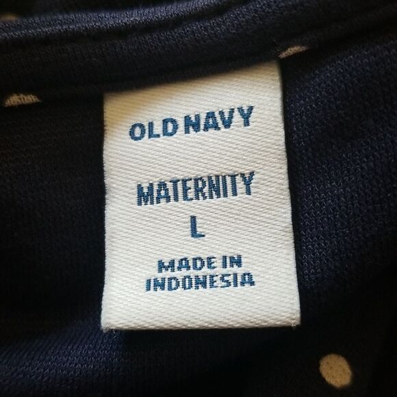 Old Navy Maternity Dress Navy Blue and Tan Polka Dots Size Large - Picture 5 of 7